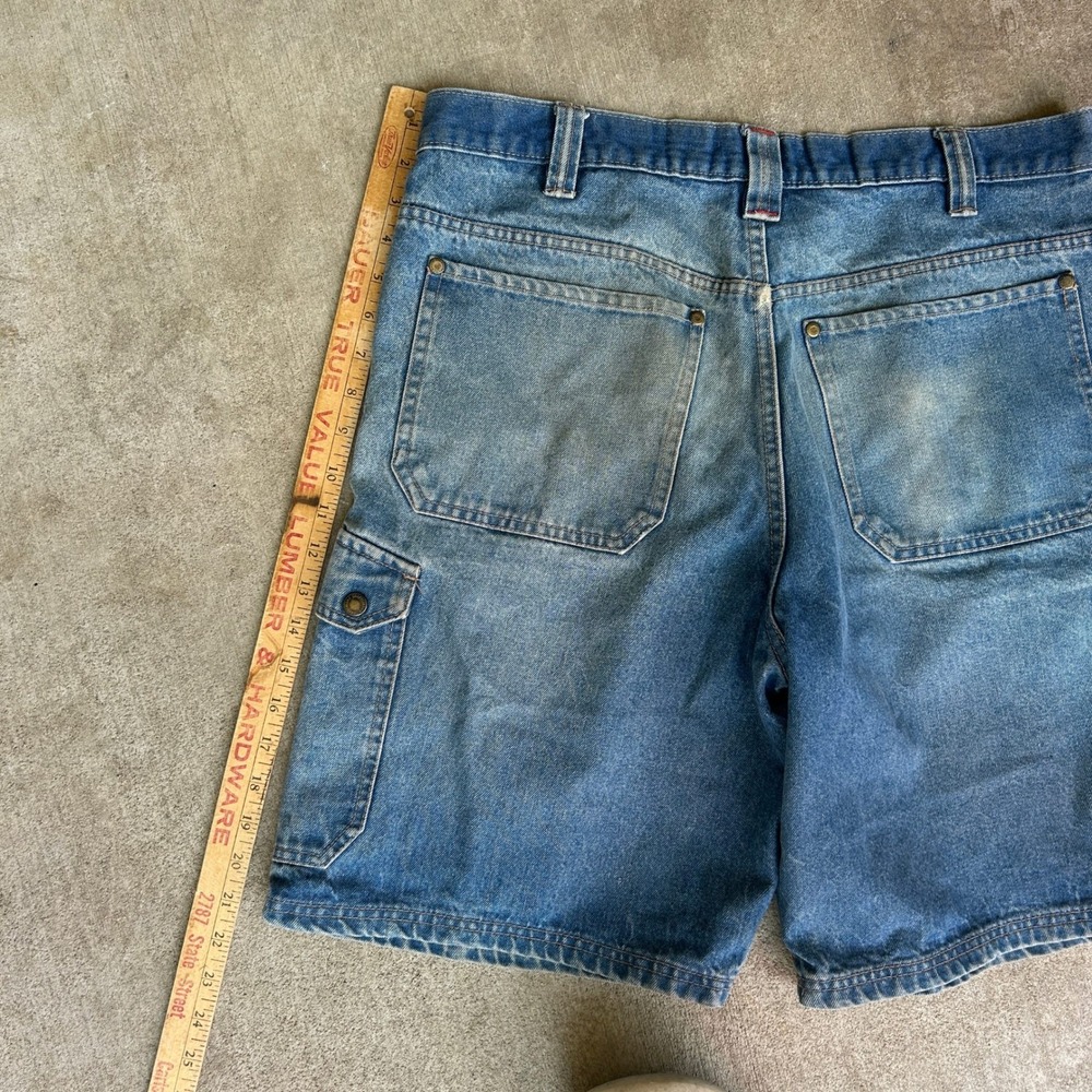 Craftsman Cargo Denim Shorts 36 Blue Vintage Y2K Baggy Workwear Skater Carpenter - Picture 5 of 6